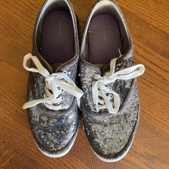 City Sneaks Canvas Sneakers Slate Grey Sequins. - Picture 2 of 7
